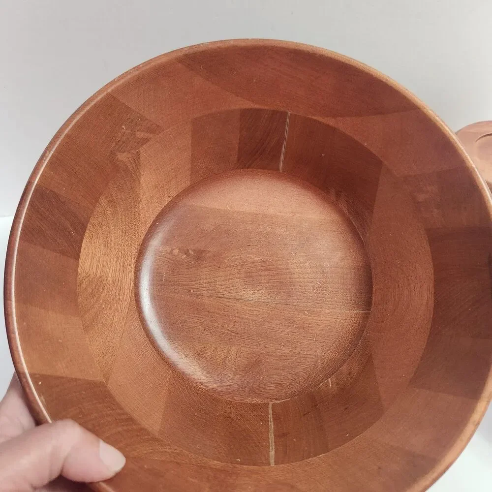 Vintage Wooden Teak Salad Bowls 3 Piece Set ( 1)-9.5